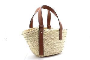Loewe Bag Leaf Palm Leather Basket Tan